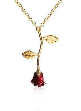 小众高货Rose Flower Pendant Necklace Valentine Gifts Women J