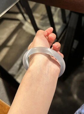 白月光手镯女款玉髓冰种冰透石英岩玉国风新中式荔枝冻贵妃银镯子