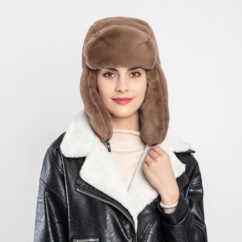 速发Winter cap with fleece warm ear cap outdoor riding windc - 图3