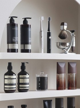 【浴室柜摆件】样板房卫生间士剃须刀水乳棉签筒牙刷展厅装饰