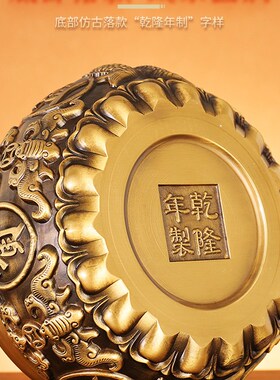 铜聚宝盆摆件聚招家用客厅玄关装饰品黄铜米缸存钱罐酒柜店铺前台