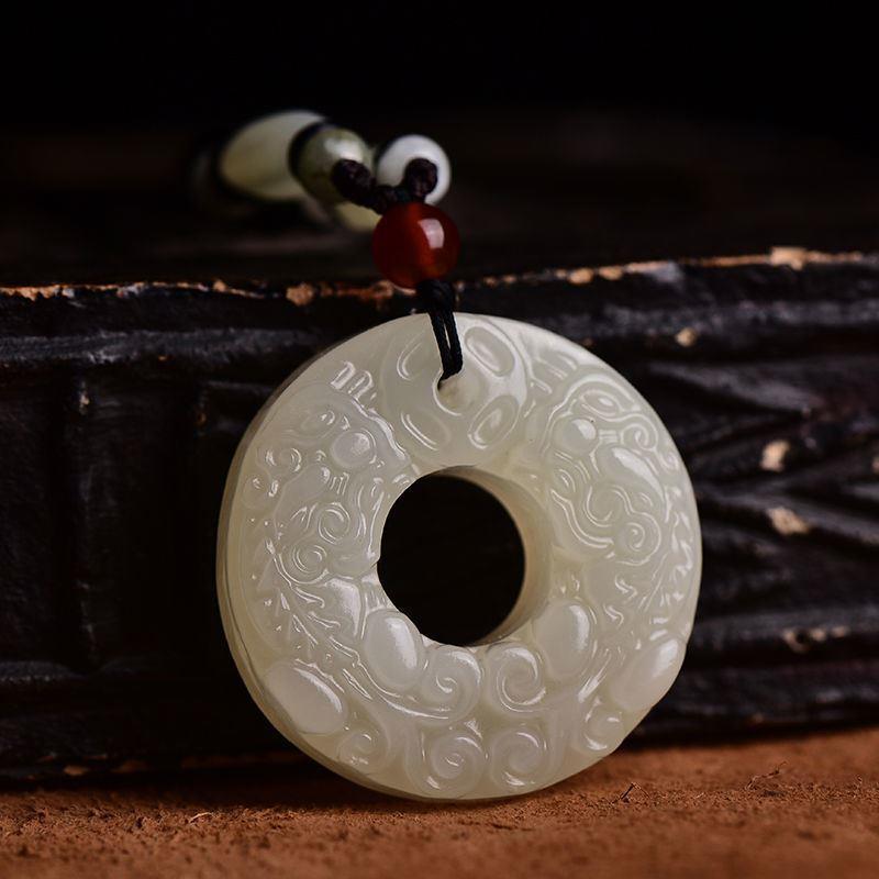 新品Natural white jade pixiu pendant jade pendant pin peace - 图1