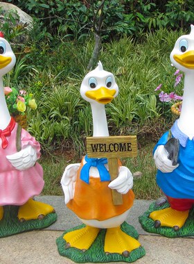 户外庭院花园装饰卡通鸭子摆件创意景观L花盆幼儿园室外别墅造景