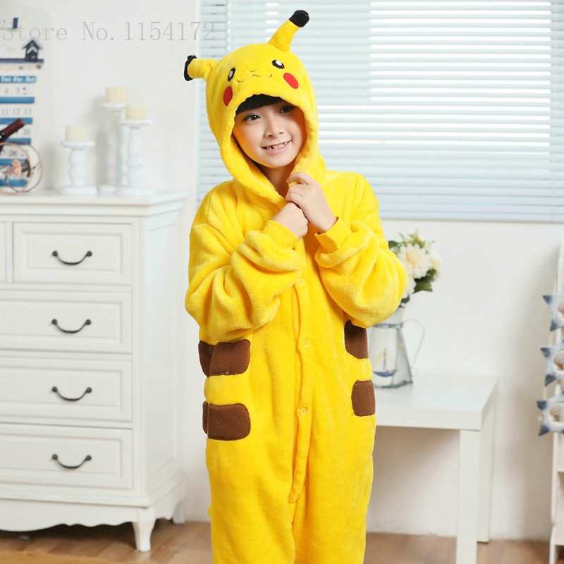 网红Kigurumi Pika Carton Animal Onesies Pajamas Boys Girls C - 图1