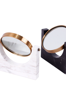 现代简约样板房梳妆台化妆镜摆件北欧大理石公主镜酒X店卫生间软
