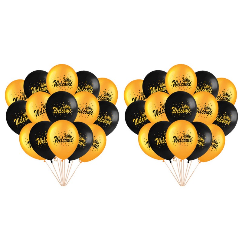 推荐10Psc/Set 12Inch Welcome Home Latex Balloons Black Gold - 图1