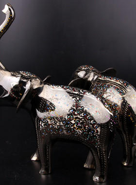 巴基斯坦铜器仿i古铜大象风水招财铜制摆设婚房家居玄关橱窗摆件