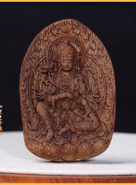 天然保真沉香生肖牌子吊坠女本命年守护神护身男随身原木挂件配饰