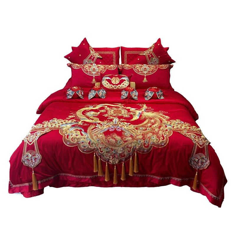 结婚床上用品四件套婚庆被套大红色六件套婚房喜被十件套,淘宝优惠券,粉丝福利购,淘宝优惠卷
