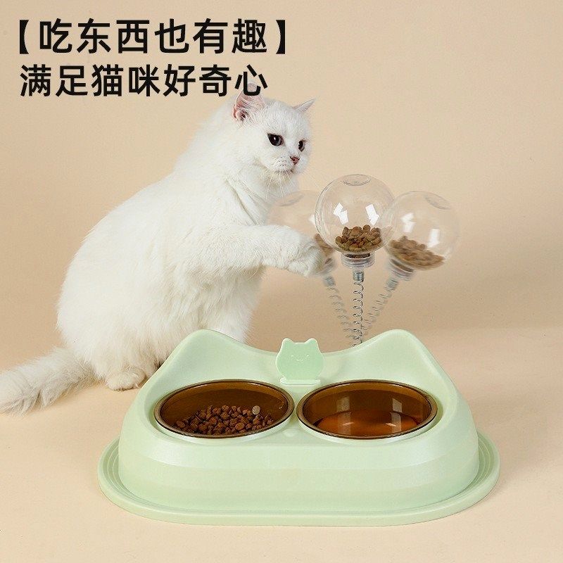 24猫碗漏食器双碗猫食盆水碗宠物狗狗饭盆喝水喂食一体猫咪用品巧,淘宝优惠券,粉丝福利购,淘宝优惠卷