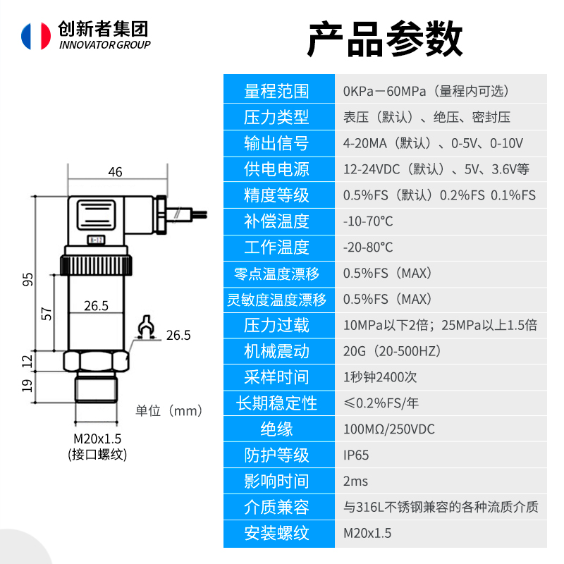 速发高精度压力感测器进口扩散硅压力变送器油压气压液压恒压供水 - 图3