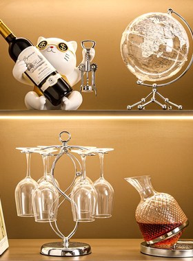 招财猫红酒架轻奢高档酒柜装饰品摆件高级感客厅电视柜餐边柜家居