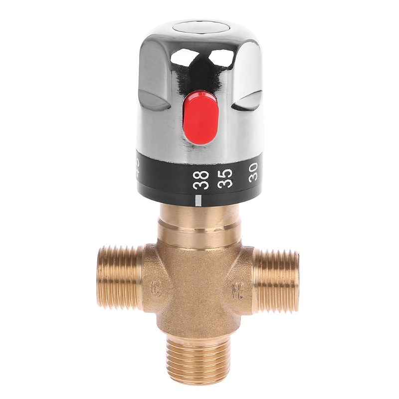 Solid Brass G1/2 Male 3 Waxy Thermostatic Mixing Valve Showe - 图0