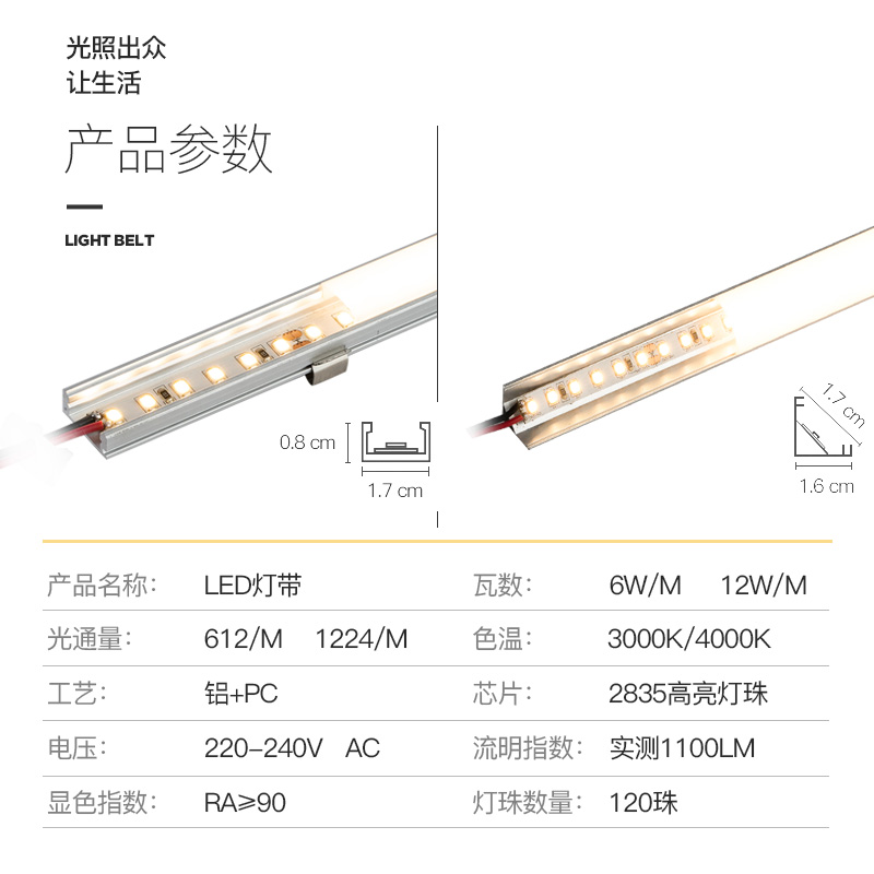 Madani 灯带led灯条客厅吊顶光带装饰贴片24v灯槽灯带家用铝条灯 - 图2