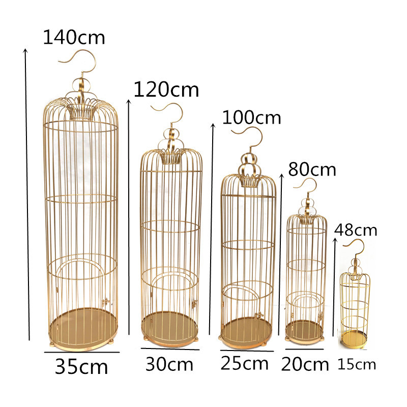 铁艺装饰鸟笼欧式婚庆橱窗摆件婚礼金属摄影道具金色 - 图2