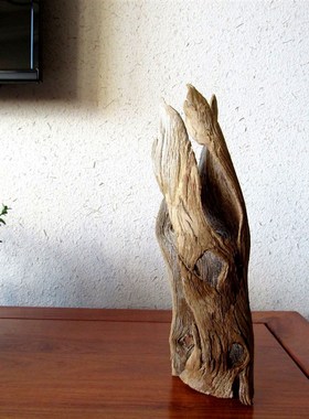 千年胡杨木枯木风化木随形根艺摆件新中式家居电视柜W客厅玄关饰