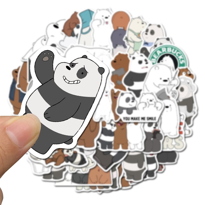 极速50PCS Cute Cartoon Bare Bear Sticker Suitcase Laptop Dec - 图2