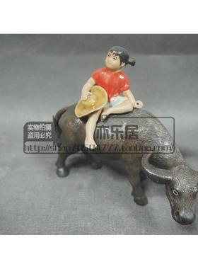 石湾公仔陶瓷牛生肖创意家居客厅博古架电视柜摆件生日手工艺礼品