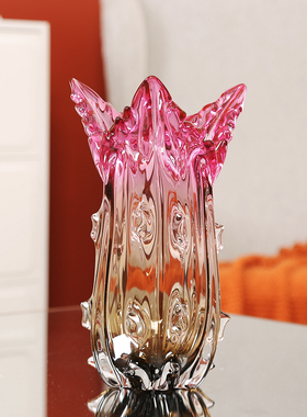 加厚琉璃紫色聚百财花瓶客厅插花玄关餐桌样O板房电视柜高级装饰