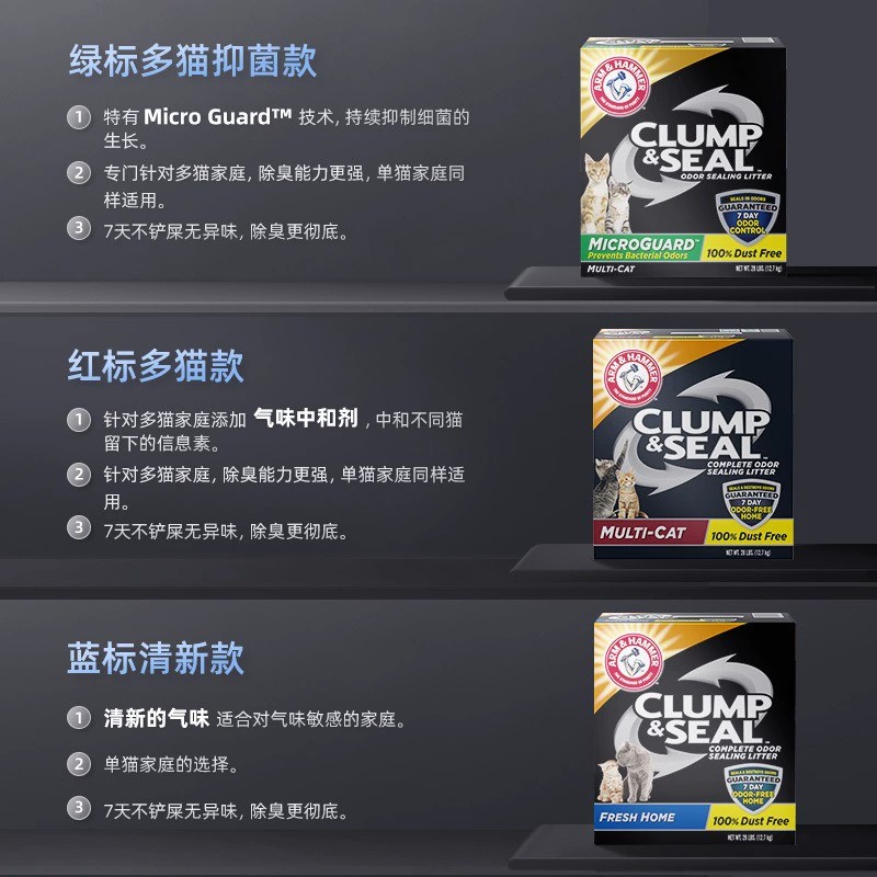 艾禾美铁锤猫砂28磅矿物猫沙除臭黑盒绿标红蓝标无尘除臭膨润土 - 图0