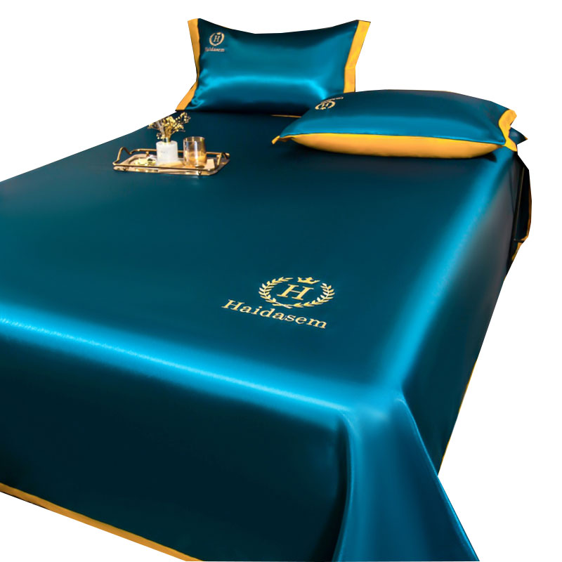 推荐Luxury satin silk elastic fitted sheet summer double bed - 图1