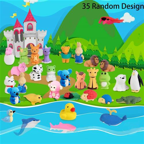 极速35Pcs Animal Erasers Kids Pencil Erasers Bulk Puzzle Era - 图0