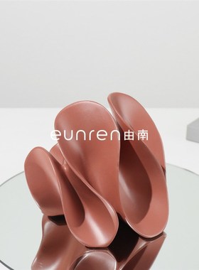 现代轻奢波浪形树脂摆件玄关软装饰品样板房间酒店民宿家居摆设