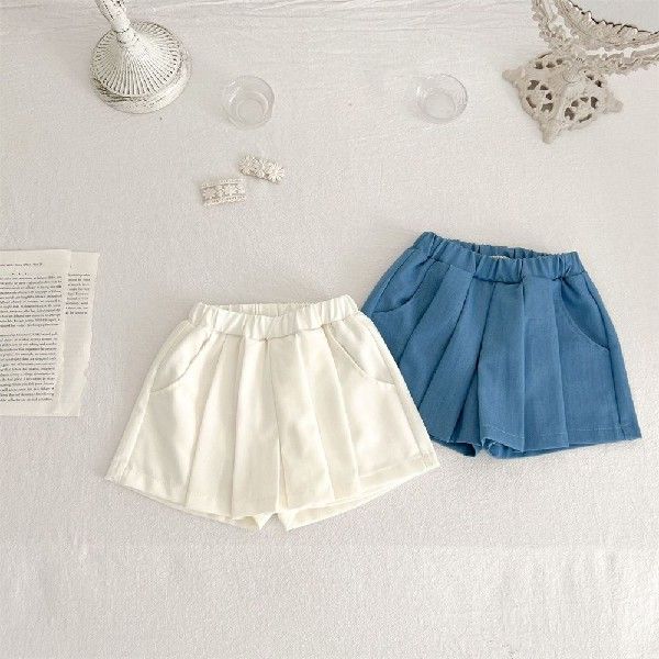 速发White/blue Denim Pleated Skirts for Baby Girls Clothes S-图0