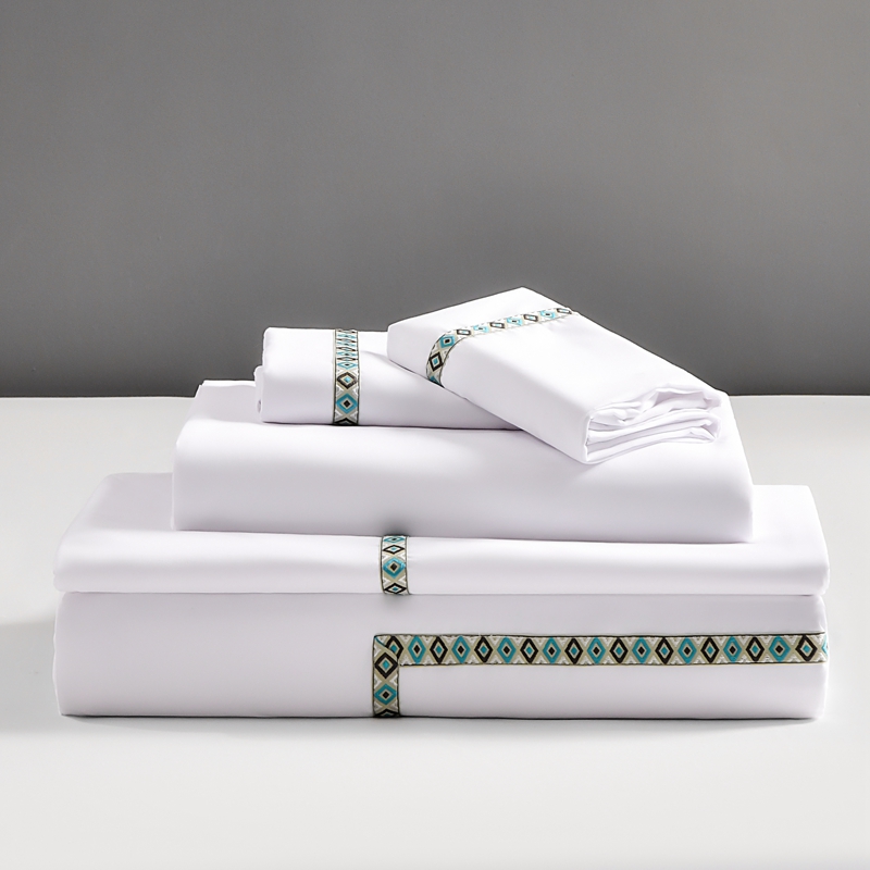 酒店风民宿床上四件套白色床单被套宾馆纯白被子全套一整套带枕头-图2