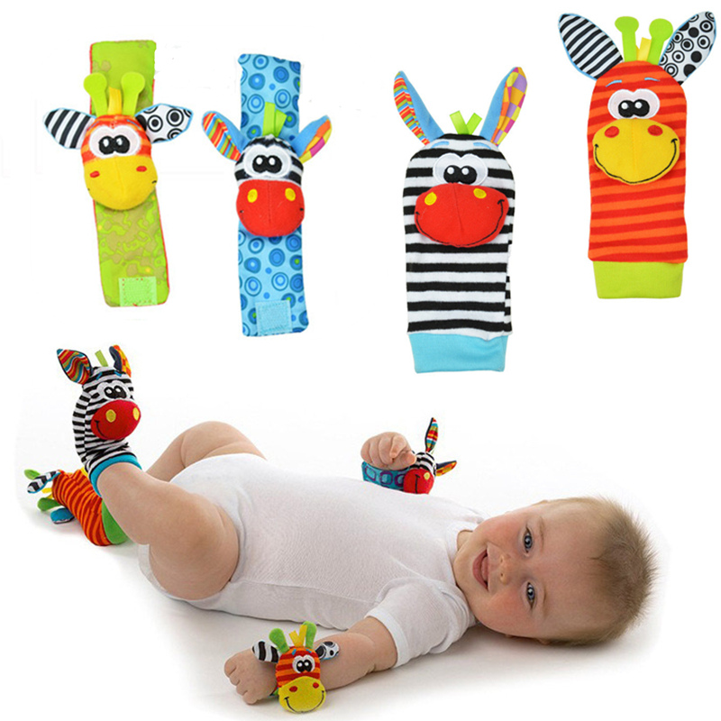 新品Infant Baby Kids Socks rattle toys Wrist Rattle and Foot - 图0