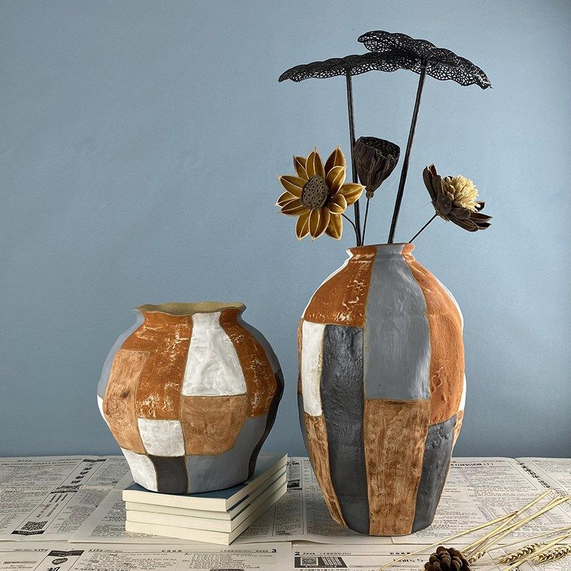 侘寂风手绘陶瓷花瓶日式禅意摆件样板间民宿茶室客厅玄关复古花器,淘宝优惠券,粉丝福利购,淘宝优惠卷
