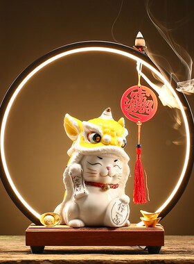 创意陶瓷招财猫摆件开业乔迁送礼品家H居客厅店铺收银台博古架装