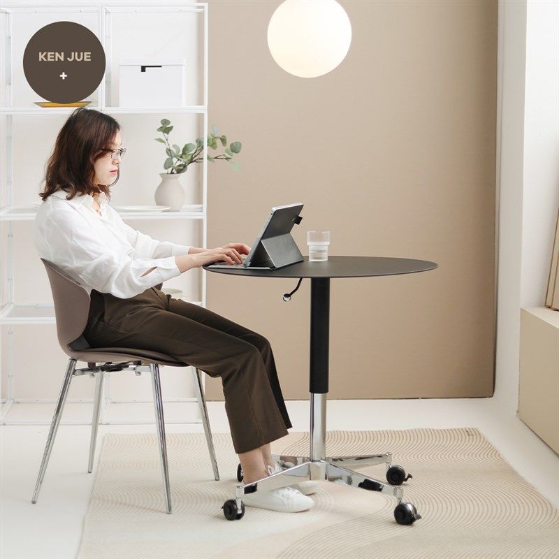 简约现代移动升降岩板茶几餐桌多功能小圆桌边几阳台咖啡桌洽谈桌,淘宝优惠券,粉丝福利购,淘宝优惠卷