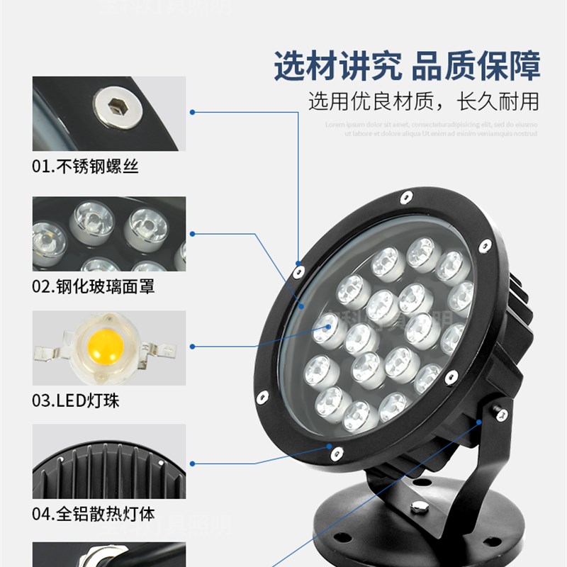 推荐照树灯投射灯园林景观灯户外射灯LED投光灯防水庭院灯草坪插 - 图1