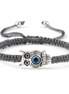 小众高货Owl Animal Pendant Braided Bracelets Colorful Vintag
