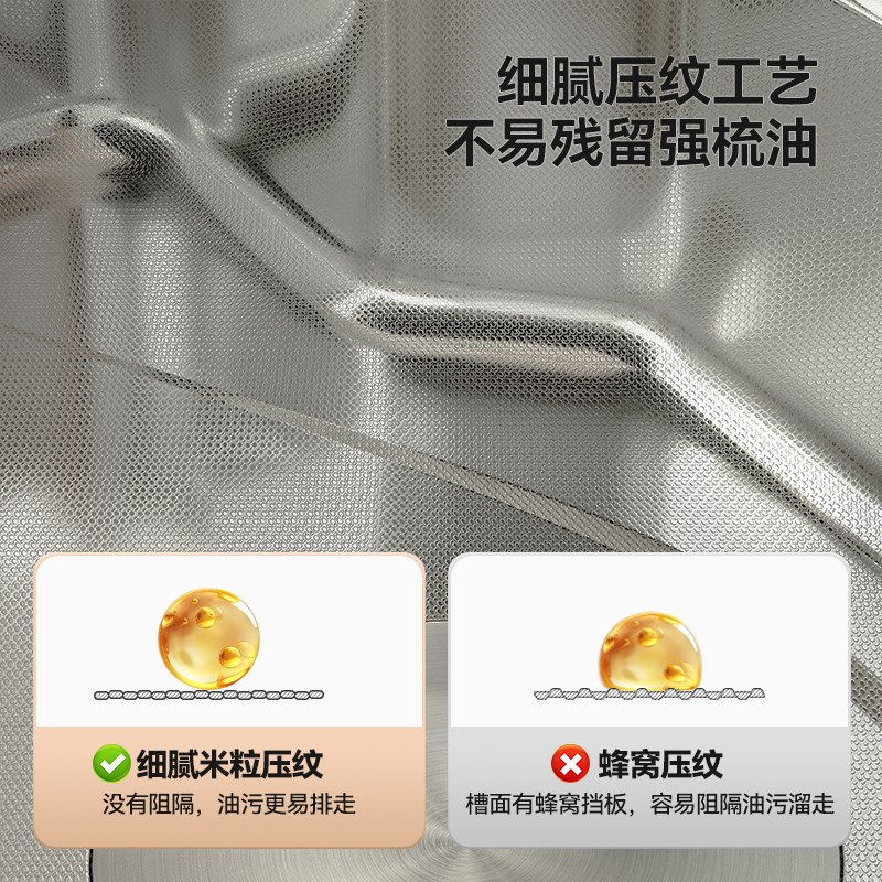 青菜家日式3D压纹大单槽304不锈钢厨房水槽飞雨洗菜盆洗碗盆家用 - 图1