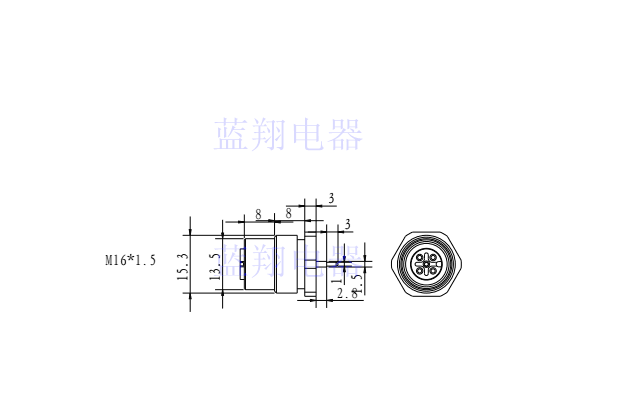 航空插头M12连接器4芯5芯8芯母头公H头法兰座板前固定传感器焊板 - 图1