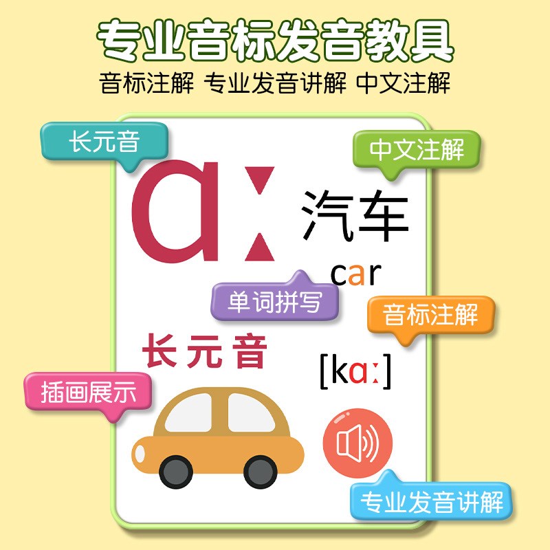 英语音标发音有声挂图48个国x际字母启蒙墙贴单词训练拼读学习神