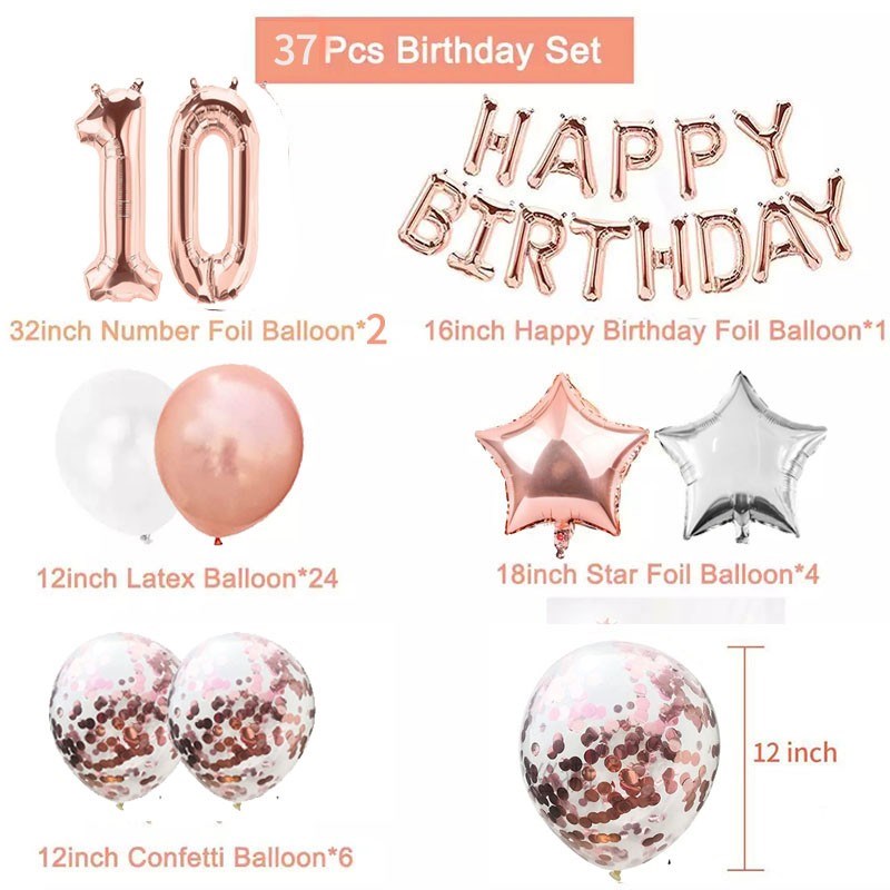 37pcs Number Foil Balloons 1st 1 2 3 4 5 10 15 16 18 21 30 4 - 图0