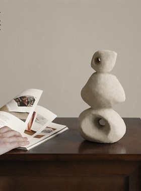 栗石【石来运转】侘寂风水泥做旧摆件创意几何艺术家居酒柜装饰品