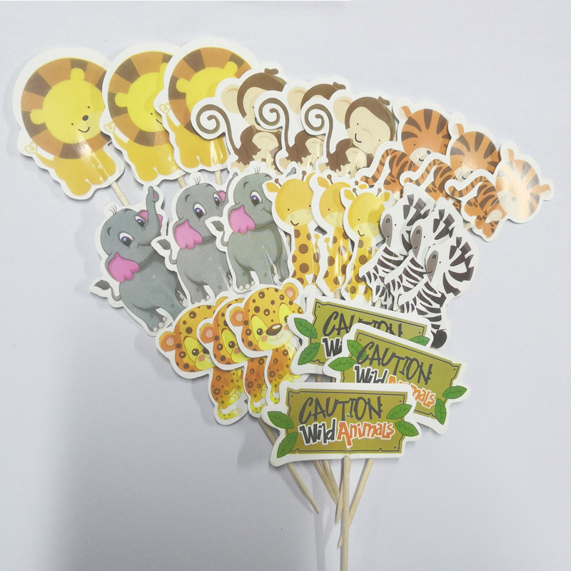 推荐24pcs Safari Jungle Party Animal Cupcake Toppers Picks - 图3