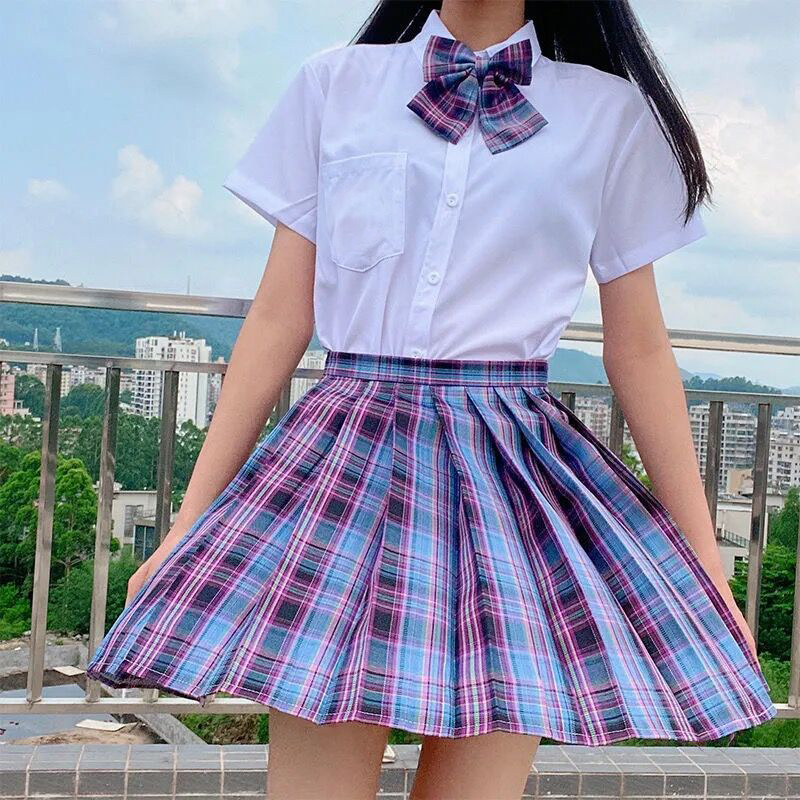 men Skirts Summmer Piaid Skirt Korean PlaidnChelise A lme - 图0