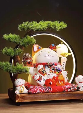 创意自动摇手招财猫店铺开业送B礼家居客厅玄关收银台摆件装饰品