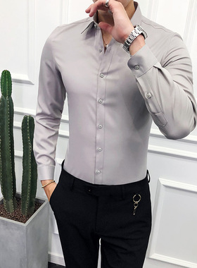 现货High Quality Meon Shirt Long Sleeve Solid Formal Busines