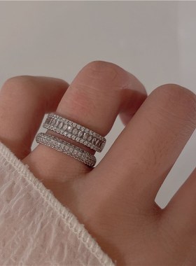 简约时尚百搭锆石开口戒指女小众设计食指戒气质高级感指环潮批发