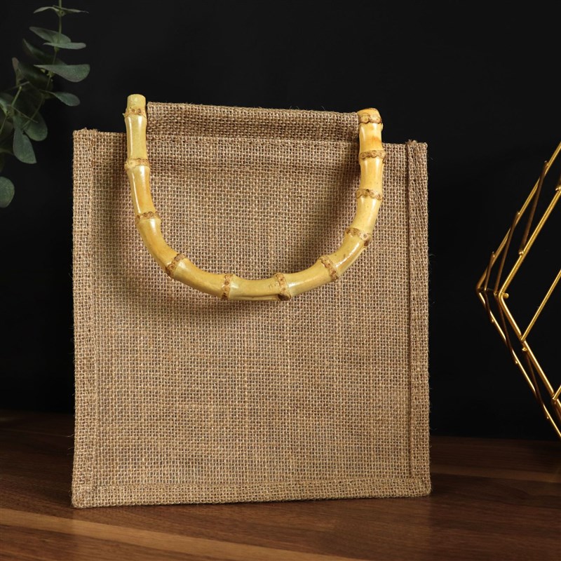 竹手提袋麻布包外l出高档礼品袋古风购物袋定做棉麻包包竹把麻布 - 图0
