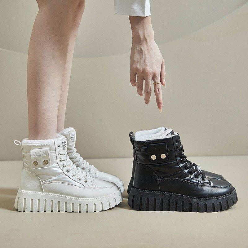 马丁靴女冬季加绒加厚保暖高帮雪地靴软厚底防滑皮面防水休闲棉靴,淘宝优惠券,粉丝福利购,淘宝优惠卷