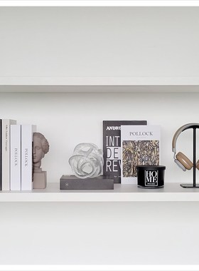 样板间书房现代家居简约软装饰品书挡创意陶瓷玻璃摆件组合ZH3026