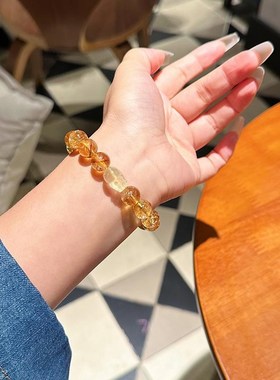 招财运天然黄塔晶水晶手串转运旺事业貔貅黄水晶女生黄色手链礼物