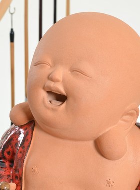 石湾公仔陶瓷小和尚摆件常乐禅意可爱小沙弥新中式家居创意装饰品